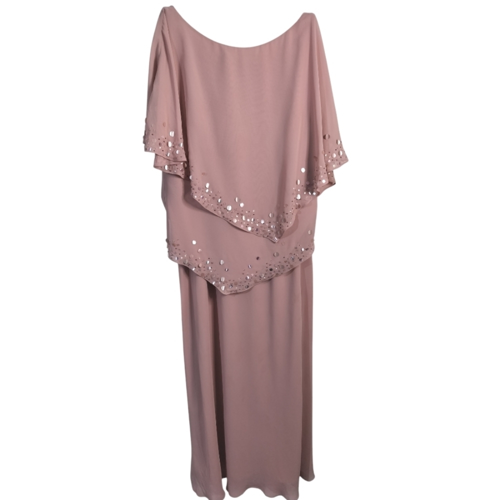 3125) Adrianna Papell Two piece Blush Sequin Asymmetrical Formal  Dress Size 10